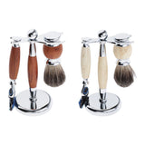Maxbell Mens Shaving Kit Gift Set w/5 Layer Blade Razors Brush & Stand Holder Brown