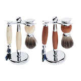 Maxbell Mens Shaving Kit Gift Set w/5 Layer Blade Razors Brush & Stand Holder Brown