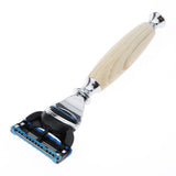 Maxbell Mens Shaving Kit Gift Set w/5 Layer Blade Razors Brush & Stand Holder Beige