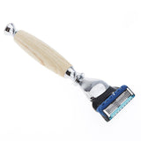 Maxbell Mens Shaving Kit Gift Set w/5 Layer Blade Razors Brush & Stand Holder Beige