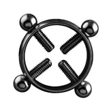 Maxbell Stainless Steel Screw Adjustable Nipple Shield Ring Clamp Jewelry Black