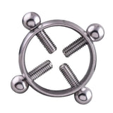 Maxbell Stainless Steel Screw Adjustable Nipple Shield Ring Clamp Jewelry Silver