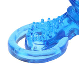 Max Maxb Silicone Double Rings Vibrator Licking Simulation Tongue Massager Ring Blue