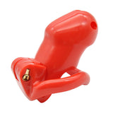 Maxbell Resin Male Chastity Cage Belt Device Penis Lock with 4 Rings Adult Toy Red