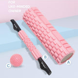 Maxbell 3in1 Foam Roller Kit Deep Tissue Muscle Massager Trigger Point Massage Pink
