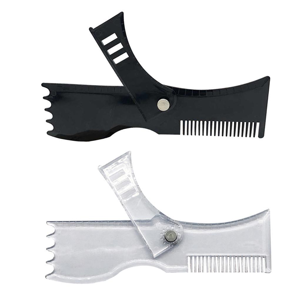 Portable Adjustable Mens Beard Shaping Tool with Comb Styling Template Black