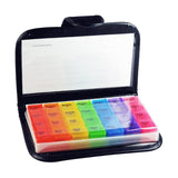 7 Day Multi-Colour 28 Compartments Leather Pill Box with Tray