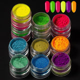 Pigment 6 Jars 1g Each Fine Dust Glitter Pot Nail Powder Fluorescent 7-12