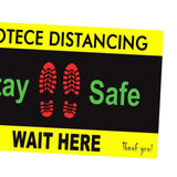 Vinyl Social Distancing Floor Signs Wait Here Sticker yellow Rectangular