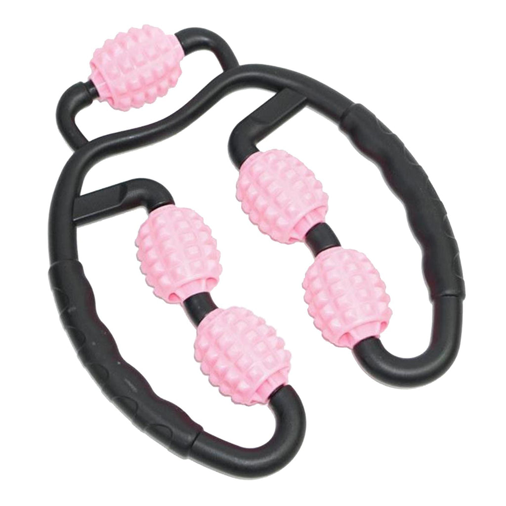 Fitness Roller Muscle Relaxer Massage Roller Ring Clip Pink+Black