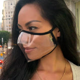 Reusable Face Mask Cover With Visible Transparent Clear Window Black