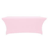 Fitted Polyester Tablecloth Rectangular Stretch Table Cover Pink