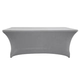 Fitted Polyester Tablecloth Rectangular Stretch Table Cover Silver