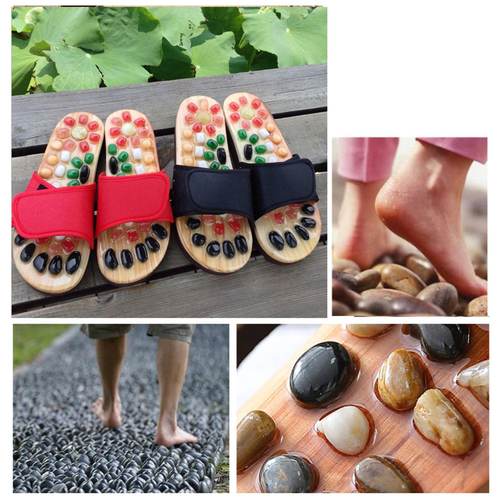1 Pair Foot Massage Slipper Acupressure Foot Acupuncture Shoes Black 37-38