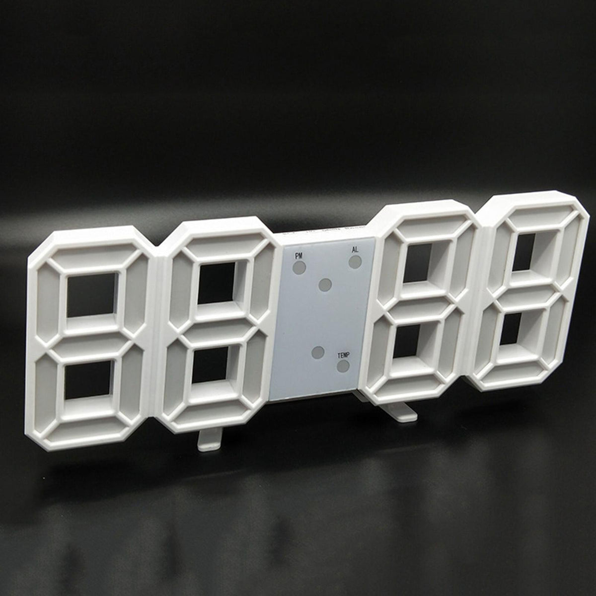 Digital 3D LED Wall Desk Alarm Clock 12/24 Hours Date Temperature Display