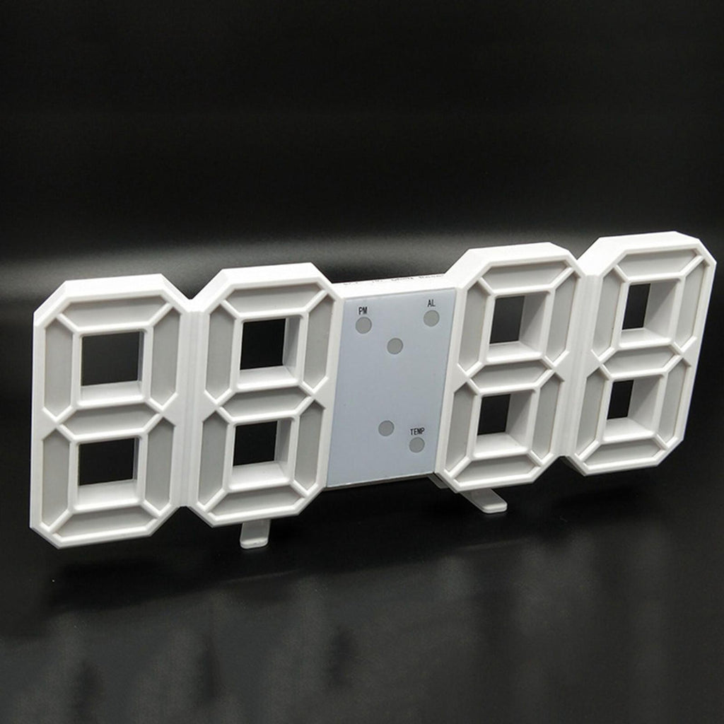 Digital 3D LED Wall Desk Alarm Clock 12/24 Hours Date Temperature Display