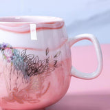 Maxbell Ceramic Coffee Mugs Large Handle for Men Women  Pink