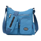 Maxbell Multi-Pocket Waterproof Nylon Casual Bag Handbags for Women Travel College sea blue