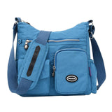 Maxbell Multi-Pocket Waterproof Nylon Casual Bag Handbags for Women Travel College sea blue