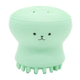 Octopus Cute Silicone Face Brush for Massage Remove Scrub Deep Cleansing green