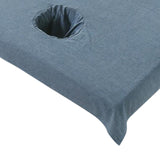 Cotton SPA Half Table Cover Beauty Salon Bed Face Hole Towel Navy Blue