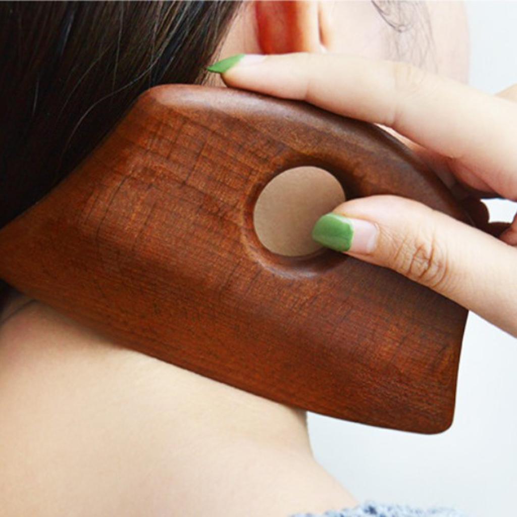 Carbonized Wooden Massage Scraping Tool Gua sha Stick for Neck Shoulder B