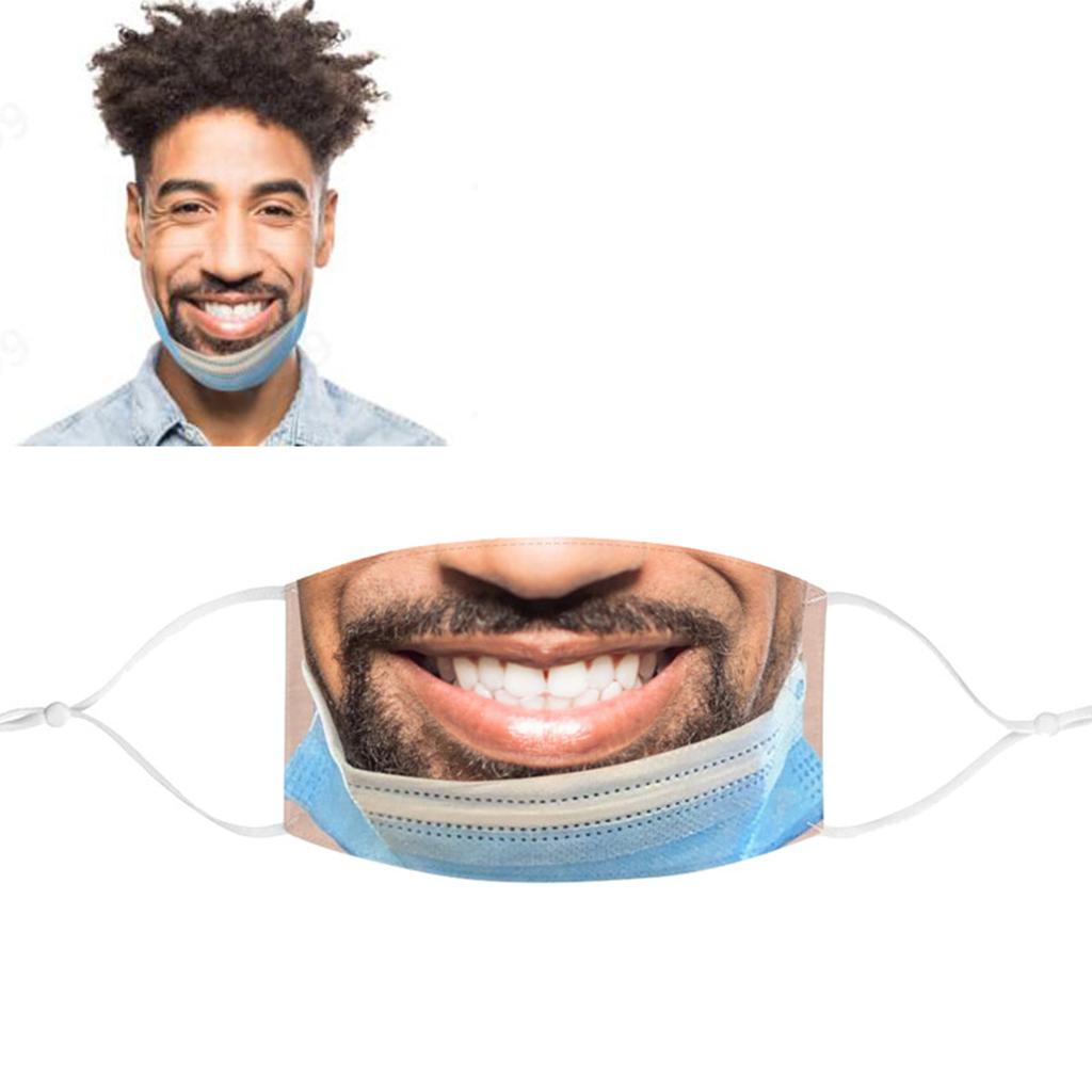 Creativity 3D Print Funny Bandit Prank Face Mask Masque Mouth Cover B