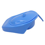 Maxbell Blue Bedpan Bed Pan with Lid Handle for Bedridden Patient Women Men