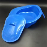 Maxbell Blue Bedpan Bed Pan with Lid Handle for Bedridden Patient Women Men