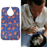 Maxbell Mealtime Waterproof PVC Printing Cotton Adjustable Bib Crumb Adults Blue
