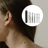 Maxbell 7Pcs Ear Wax Removal Tool Stainless Steel Smooth Ear Care Household Black