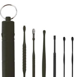 Maxbell 7Pcs Ear Wax Removal Tool Stainless Steel Smooth Ear Care Household Black