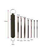 Maxbell 7Pcs Ear Wax Removal Tool Stainless Steel Smooth Ear Care Household Black