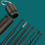 Maxbell 7Pcs Ear Wax Removal Tool Stainless Steel Smooth Ear Care Household Black