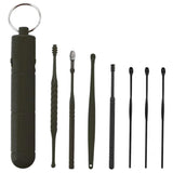 Maxbell 7Pcs Ear Wax Removal Tool Stainless Steel Smooth Ear Care Household Black