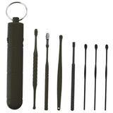 Maxbell 7Pcs Ear Wax Removal Tool Stainless Steel Smooth Ear Care Household Black