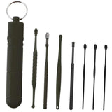 Maxbell 7Pcs Ear Wax Removal Tool Stainless Steel Smooth Ear Care Household Black
