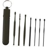 Maxbell 7Pcs Ear Wax Removal Tool Stainless Steel Smooth Ear Care Household Black
