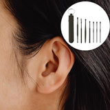 Maxbell 7Pcs Ear Wax Removal Tool Stainless Steel Smooth Ear Care Household Black