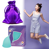 Maxbell Menstrual Cup Reusable Tampon and Pad Soft for Beginners Teen Blue L