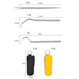 Maxbell Toothpicks Pocket Set Reusable with Holder Metal Toothpicks  Set of 5