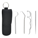 Maxbell Toothpicks Pocket Set Reusable with Holder Metal Toothpicks  Set of 5