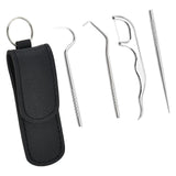 Maxbell Toothpicks Pocket Set Reusable with Holder Metal Toothpicks  Set of 5