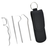 Maxbell Toothpicks Pocket Set Reusable with Holder Metal Toothpicks  Set of 5