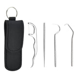 Maxbell Toothpicks Pocket Set Reusable with Holder Metal Toothpicks  Set of 5
