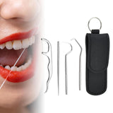 Maxbell Toothpicks Pocket Set Reusable with Holder Metal Toothpicks  Set of 5