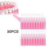 Maxbell 30pcs Interdental Brush Toothpick Dental Hygiene Brush Retractable Pink 0.6mm