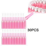 Maxbell 30pcs Interdental Brush Toothpick Dental Hygiene Brush Retractable Pink 0.6mm