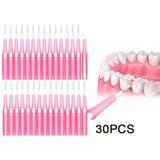 Maxbell 30pcs Interdental Brush Toothpick Dental Hygiene Brush Retractable Pink 0.6mm