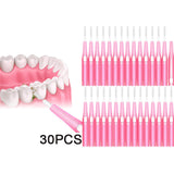 Maxbell 30pcs Interdental Brush Toothpick Dental Hygiene Brush Retractable Pink 0.6mm
